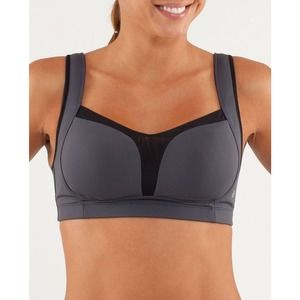 Lululemon Ta Ta Tamer Sports Bra 36C Gray Coal Black Adjustable